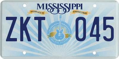 MS license plate ZKT045