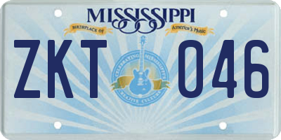 MS license plate ZKT046
