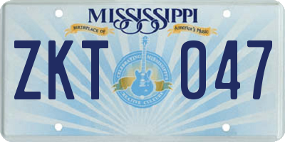 MS license plate ZKT047