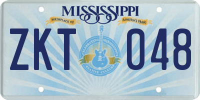 MS license plate ZKT048