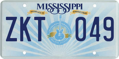 MS license plate ZKT049