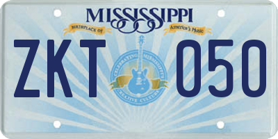 MS license plate ZKT050