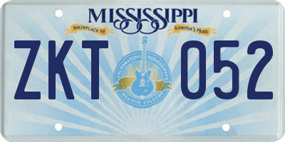MS license plate ZKT052