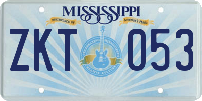 MS license plate ZKT053