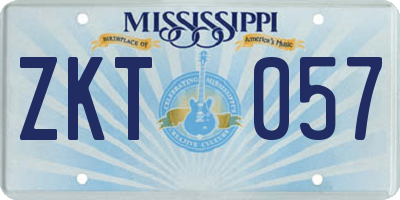 MS license plate ZKT057