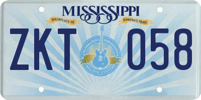 MS license plate ZKT058