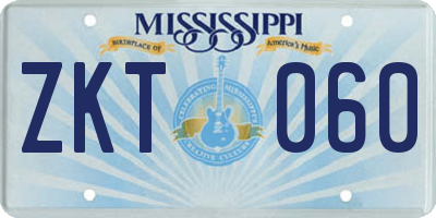 MS license plate ZKT060