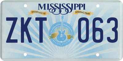 MS license plate ZKT063