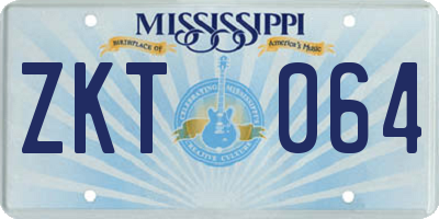 MS license plate ZKT064