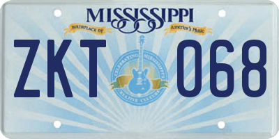MS license plate ZKT068