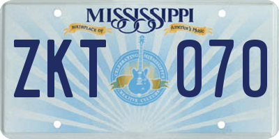 MS license plate ZKT070