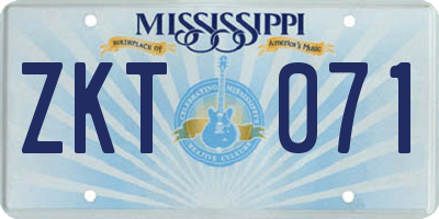 MS license plate ZKT071