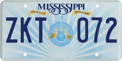 MS license plate ZKT072