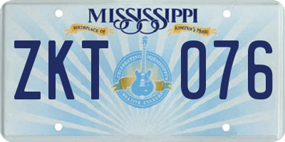 MS license plate ZKT076