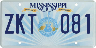 MS license plate ZKT081