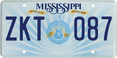 MS license plate ZKT087