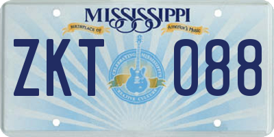 MS license plate ZKT088