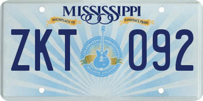 MS license plate ZKT092