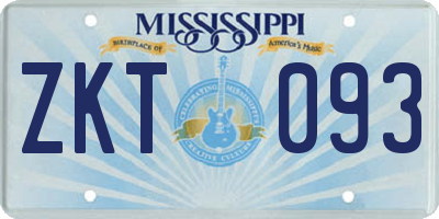 MS license plate ZKT093