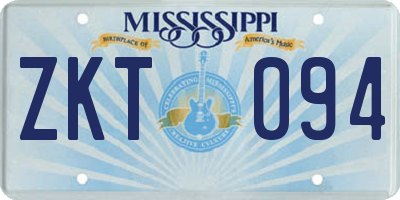 MS license plate ZKT094