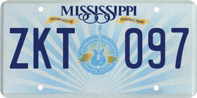 MS license plate ZKT097