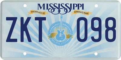 MS license plate ZKT098