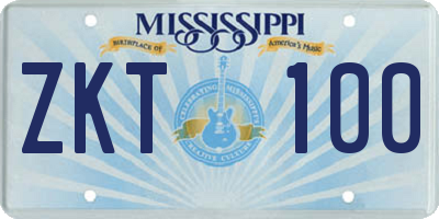 MS license plate ZKT100