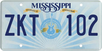 MS license plate ZKT102