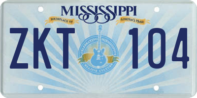 MS license plate ZKT104