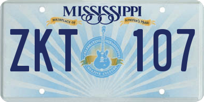 MS license plate ZKT107