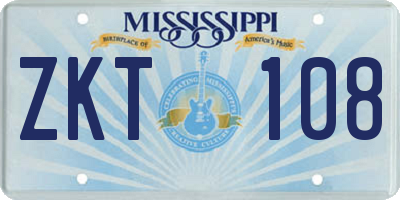 MS license plate ZKT108