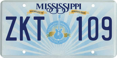 MS license plate ZKT109