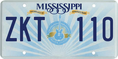 MS license plate ZKT110