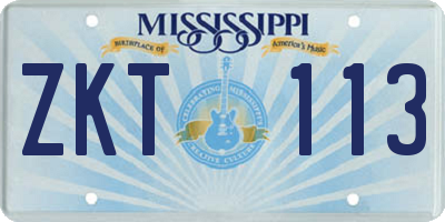 MS license plate ZKT113