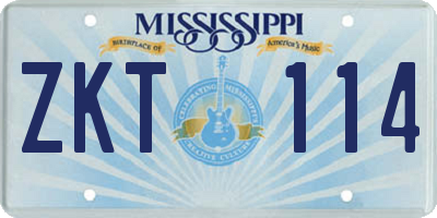 MS license plate ZKT114