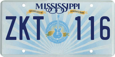 MS license plate ZKT116