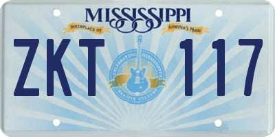 MS license plate ZKT117