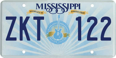MS license plate ZKT122