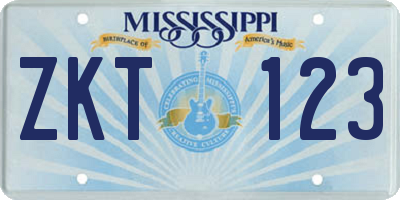 MS license plate ZKT123