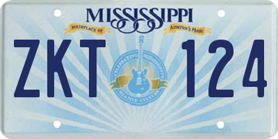MS license plate ZKT124