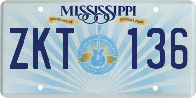 MS license plate ZKT136