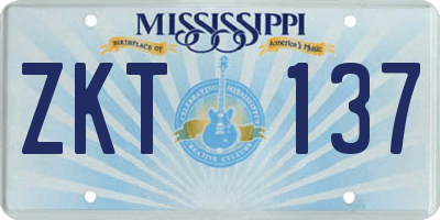 MS license plate ZKT137