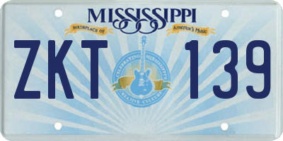 MS license plate ZKT139