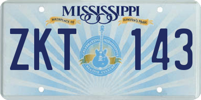 MS license plate ZKT143