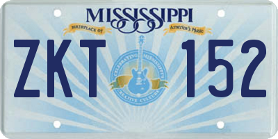 MS license plate ZKT152