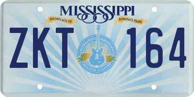 MS license plate ZKT164
