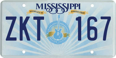 MS license plate ZKT167