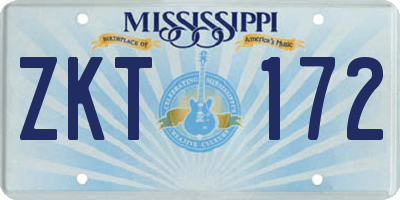 MS license plate ZKT172