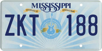MS license plate ZKT188
