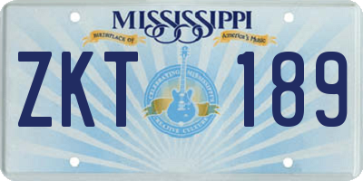 MS license plate ZKT189